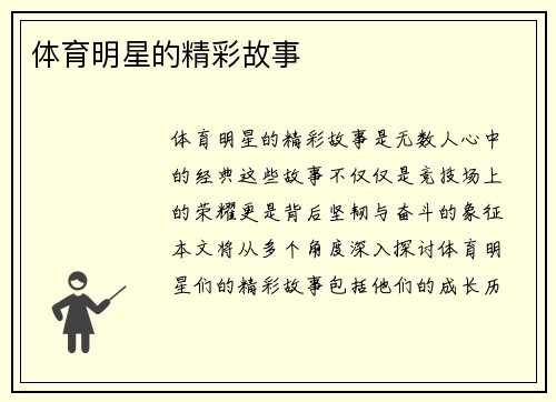 体育明星的精彩故事